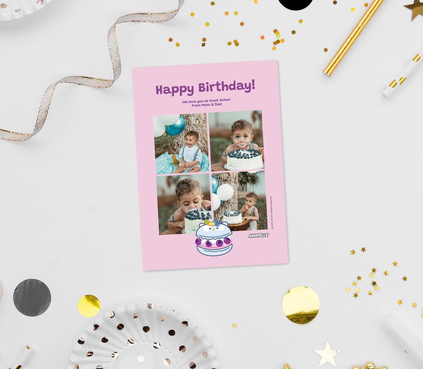 Anirollz® Birthday Cake Owlyroll Card