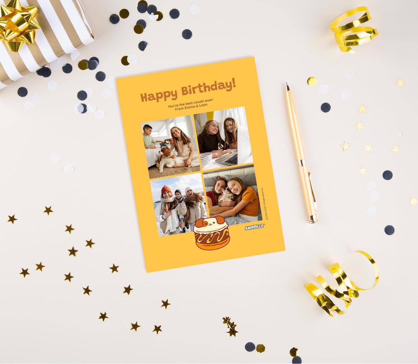 Anirollz® Birthday Cake Puppiroll Card