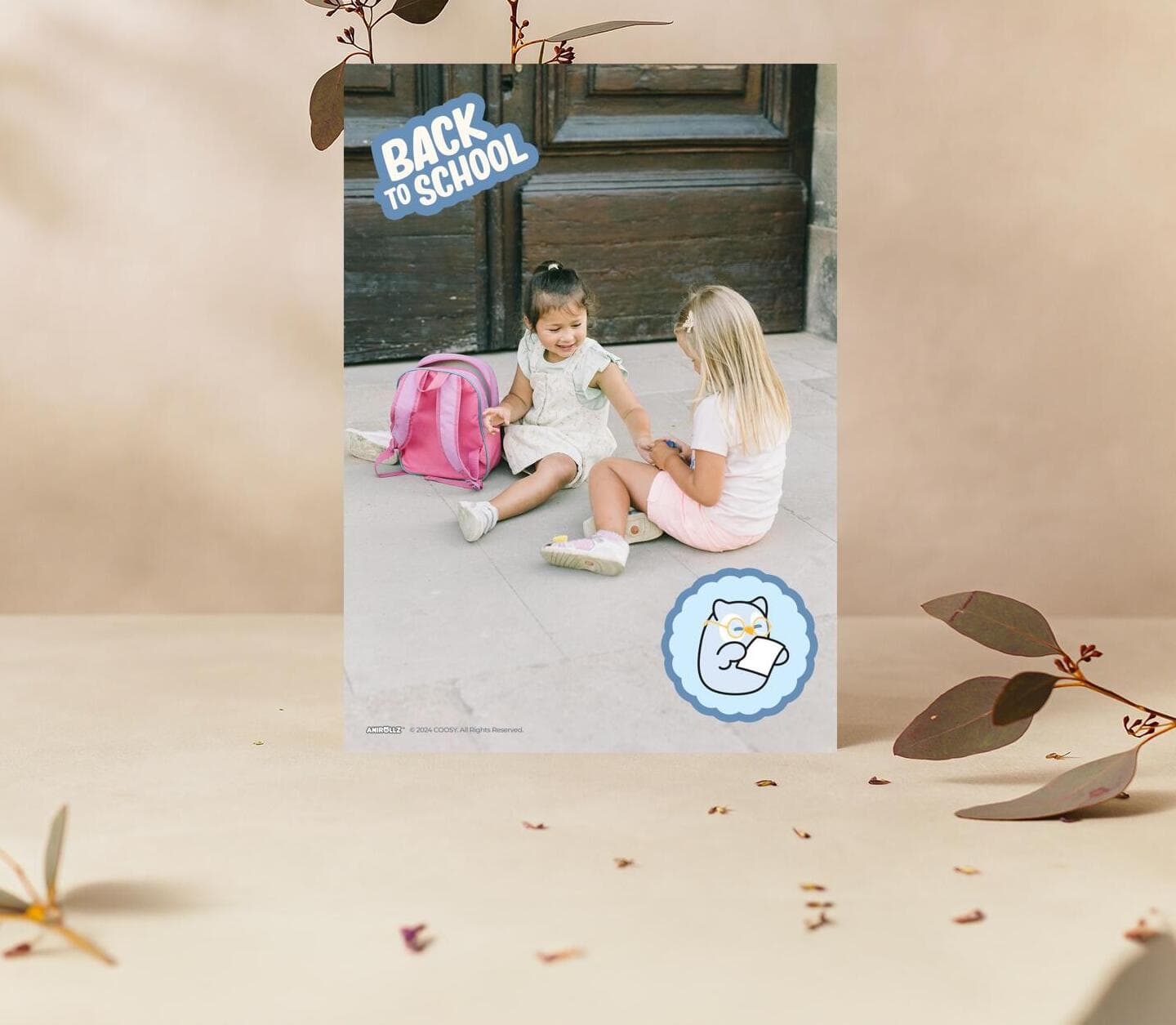 Anirollz® Blue Stickers School Card