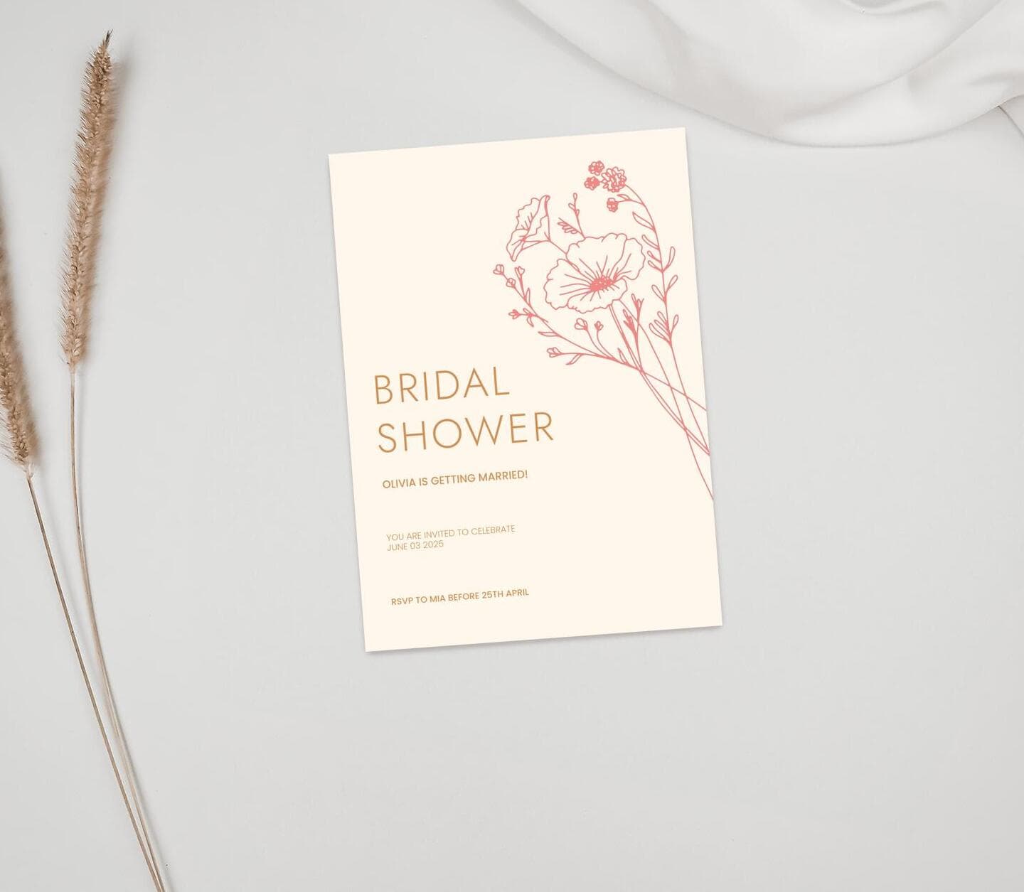 Beige and Pink Flower Card