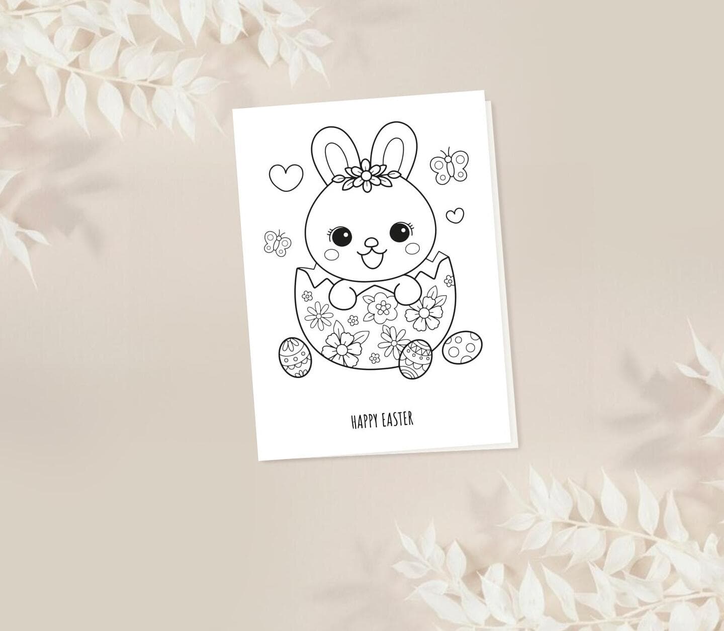 Happy Easter Bunny Coloring Card