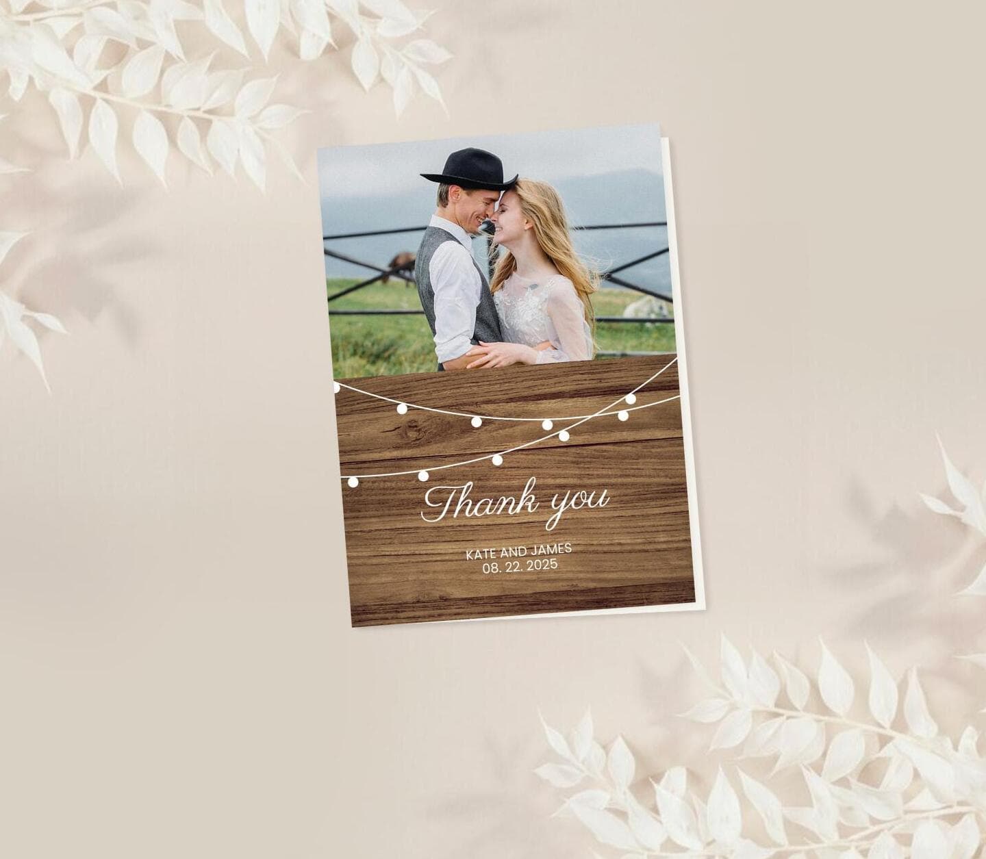 Rustic Romantic Thank You Card