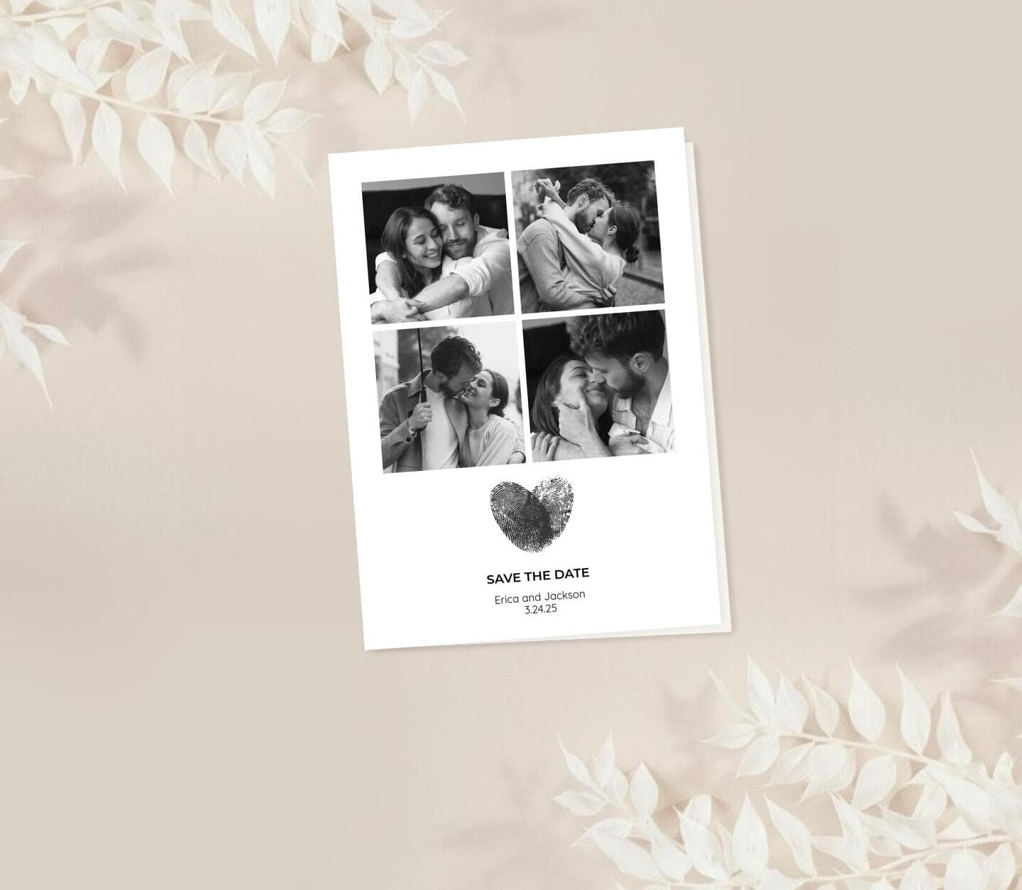 Finger Prints Heart Save The Date Card