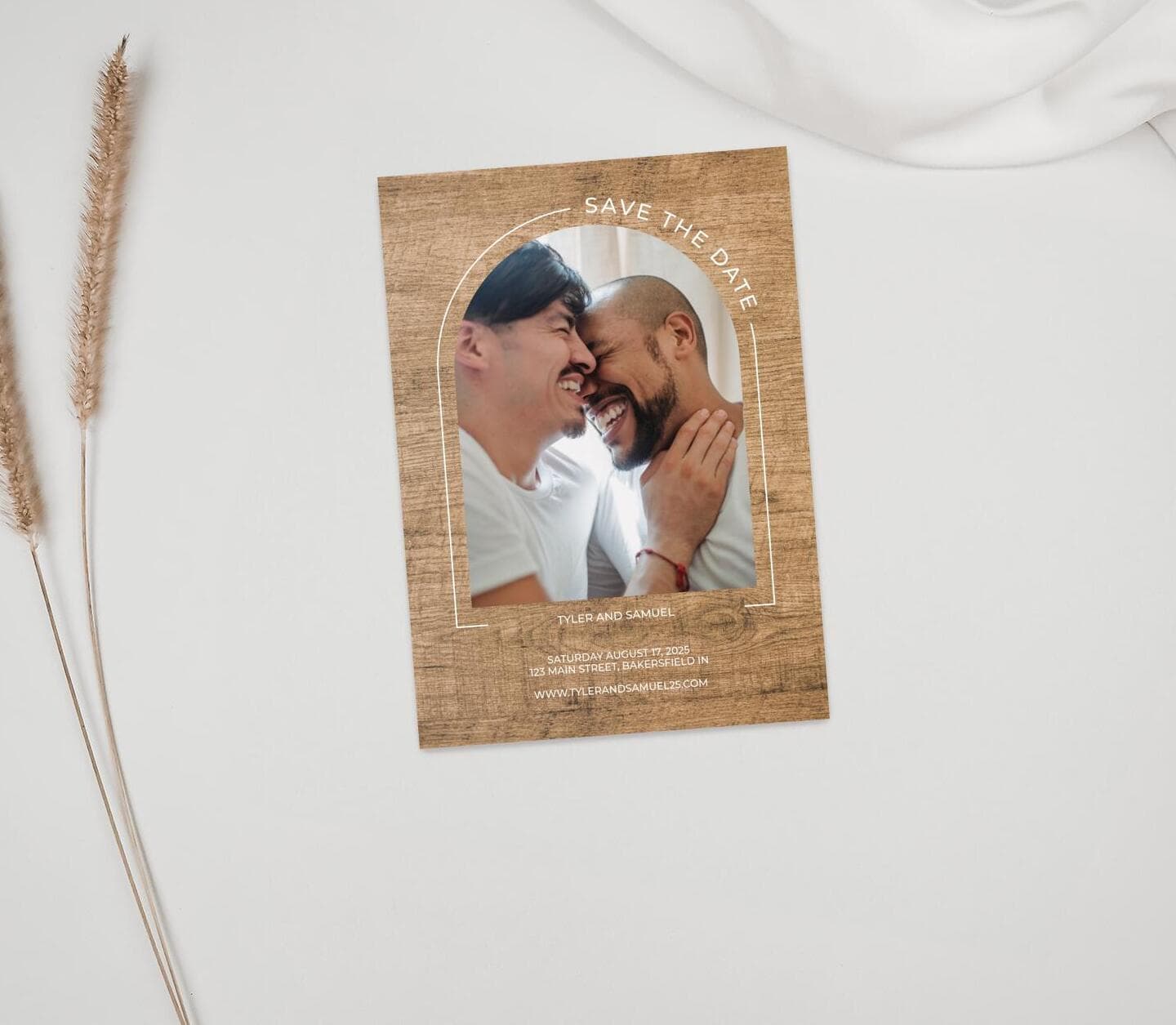 Wooden Arch Save The Date Card