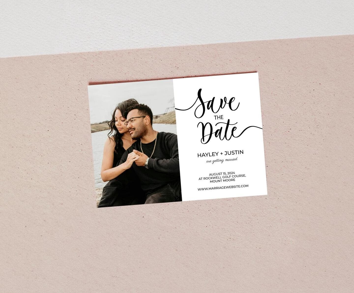 Calligraphy Photo Save The Date Card