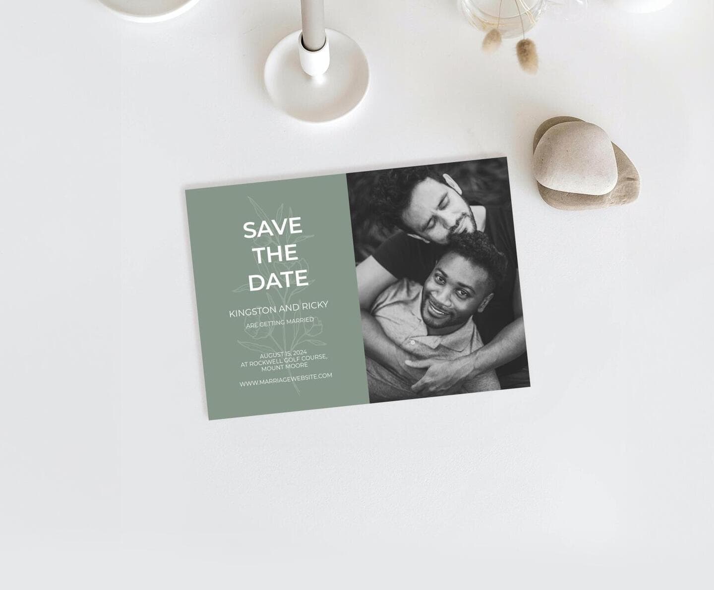 Modern Botanical Save The Date Card
