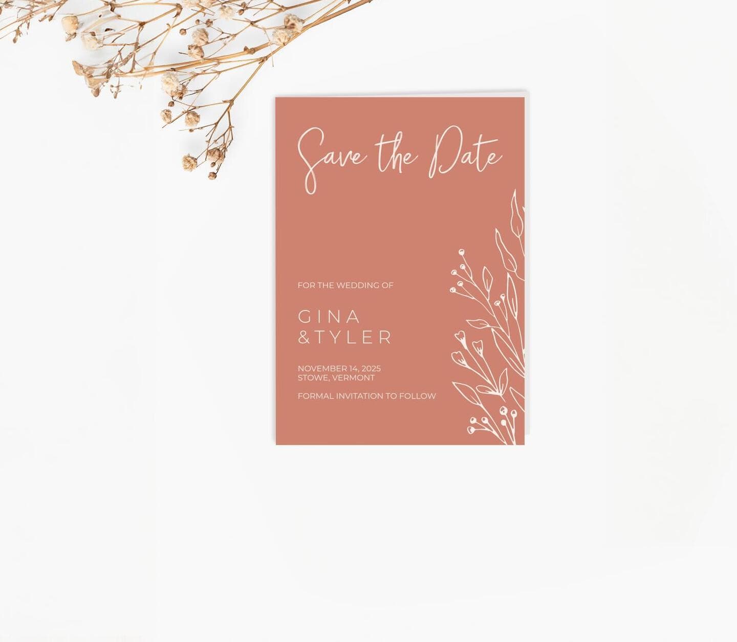 Modern Terracotta Save The Date Card