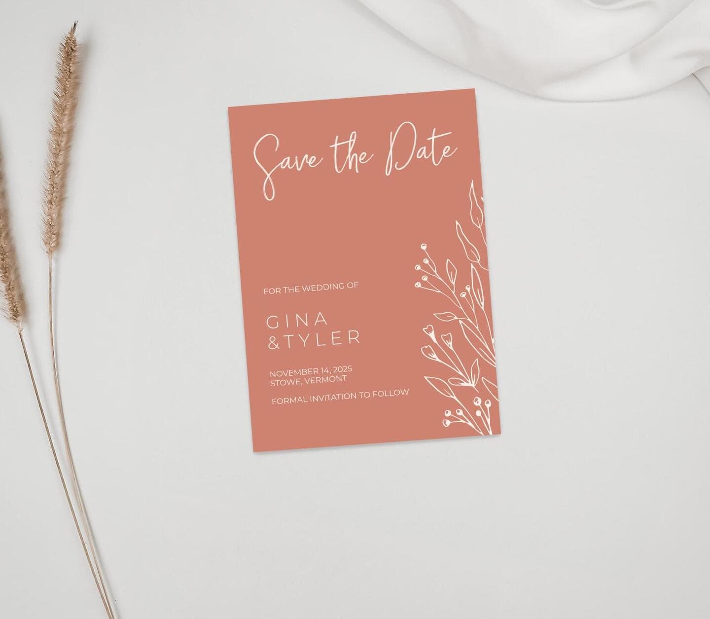 Modern Terracotta Save The Date Card