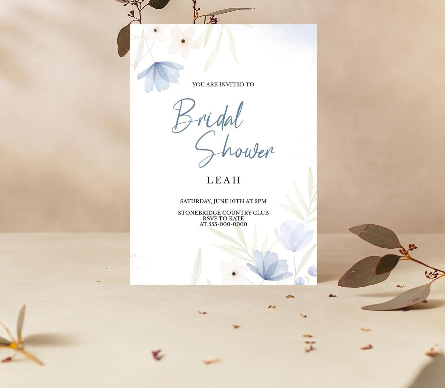 Hand Painted Floral Bridal Shower Card