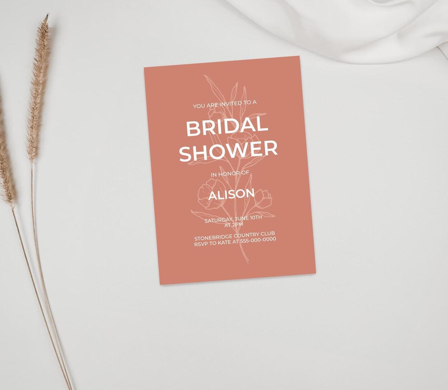 Terracotta Minimalist Bridal Shower Card