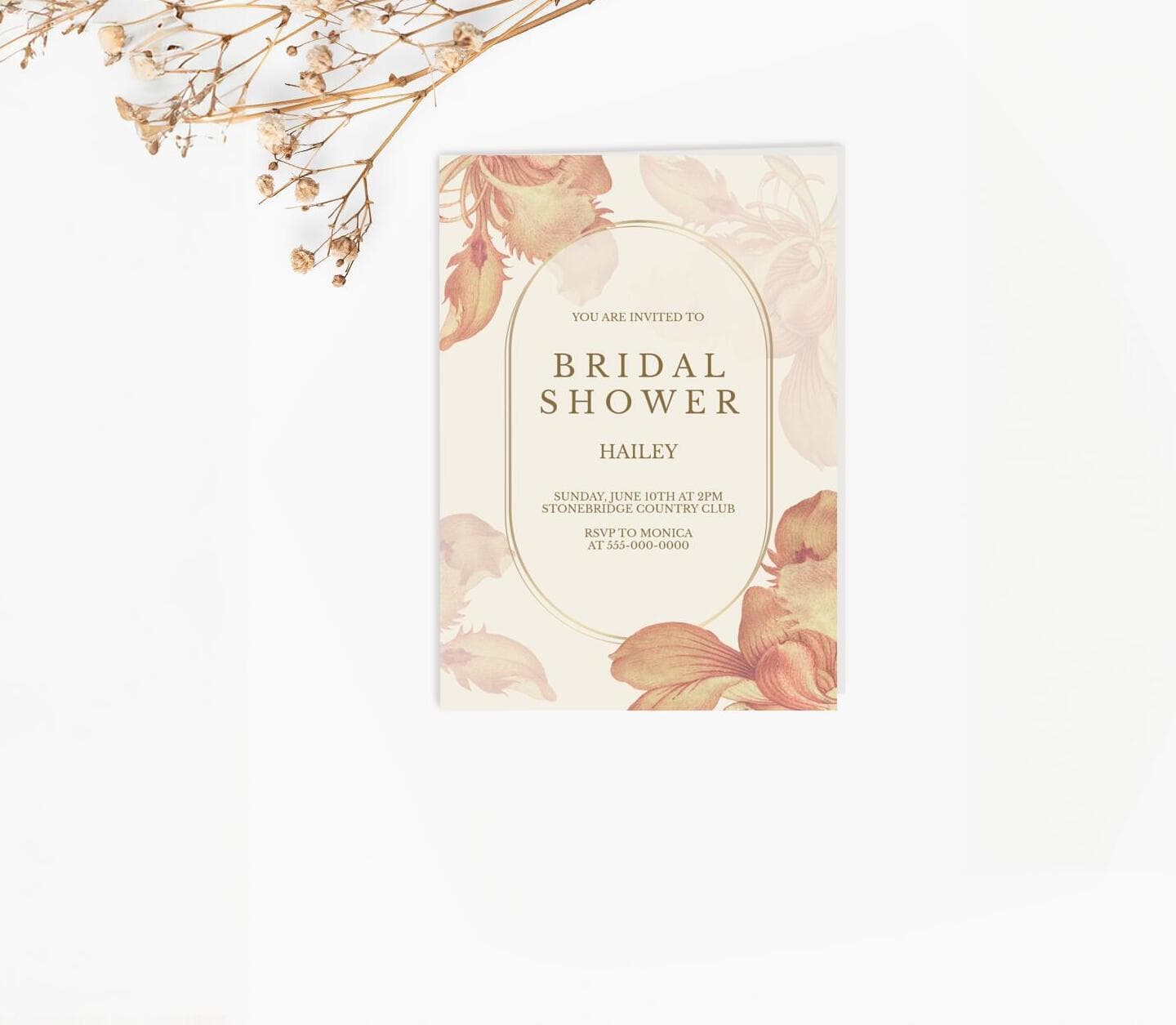 Vintage Orange Flower Bridal Shower Card