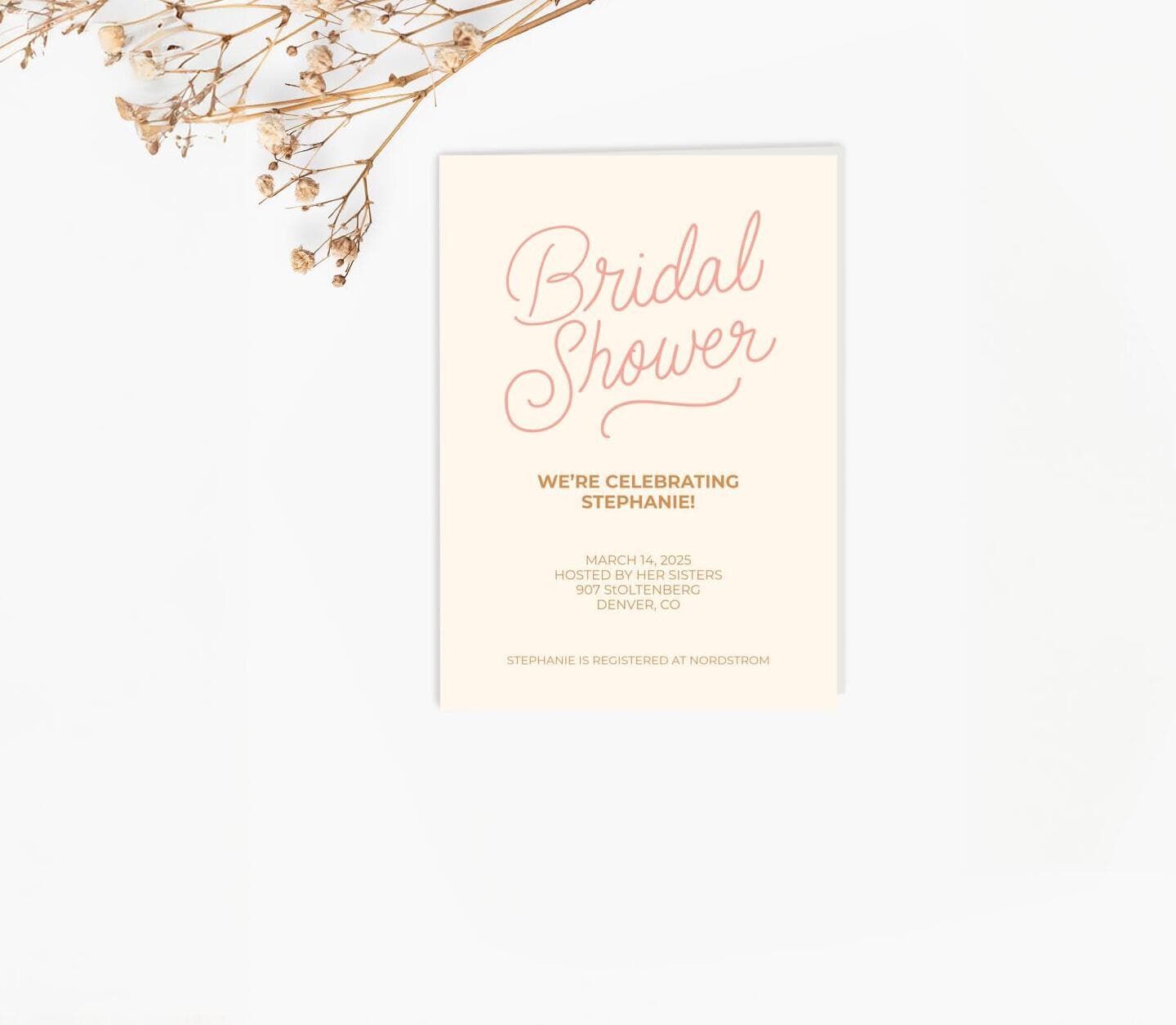 Pink Lettering Bridal Shower Card