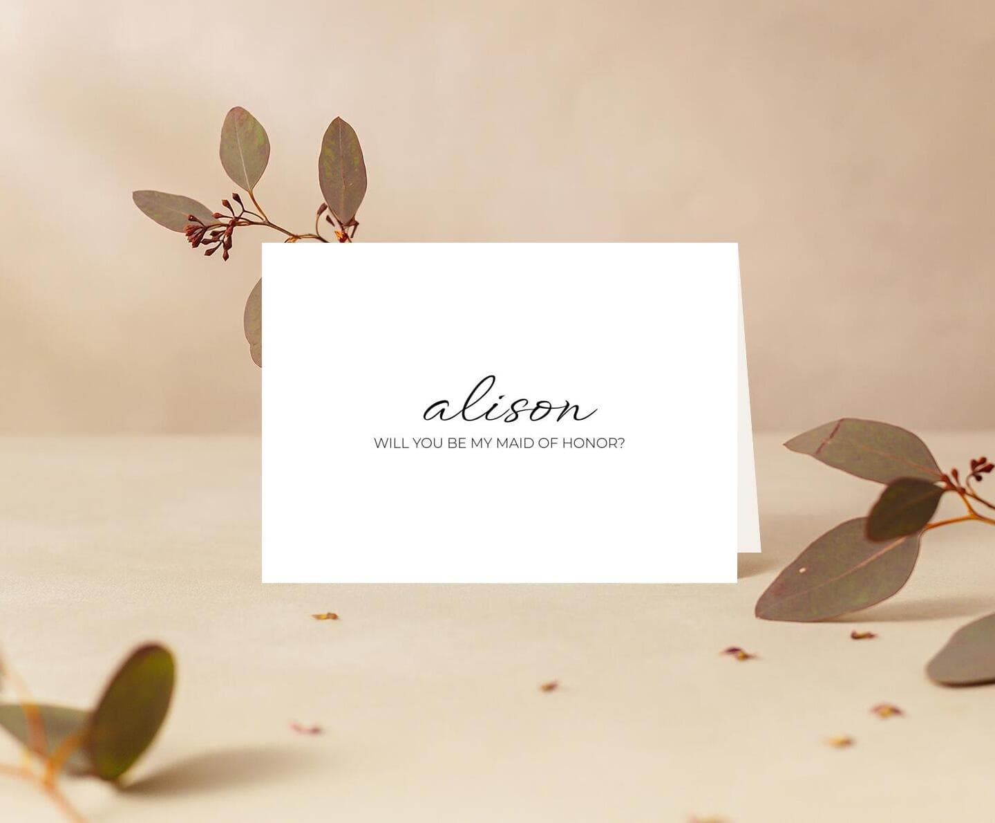 Lettering Minimalist Maid Of Honor Card