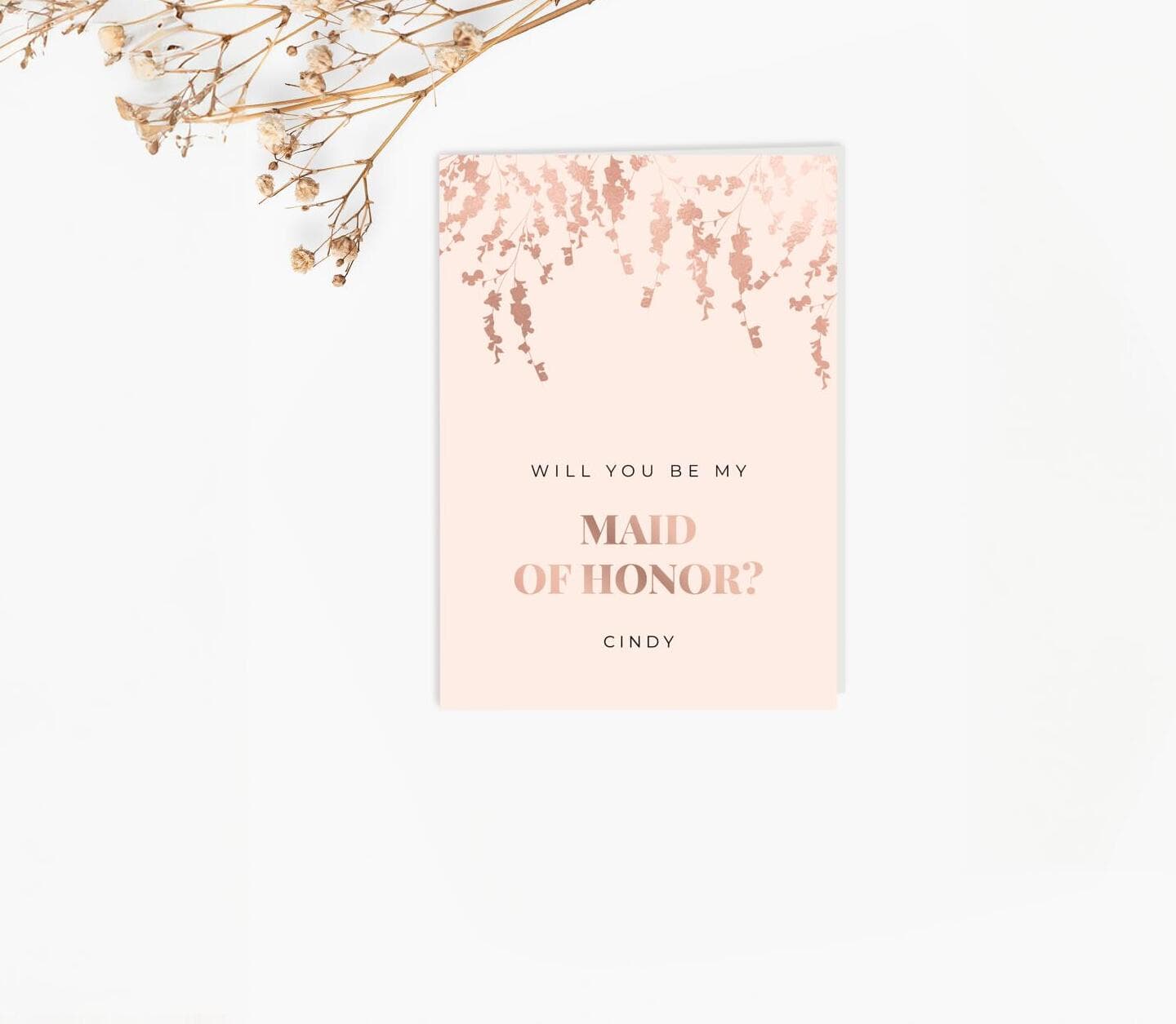 Bright Pink Maid Of Honor Card