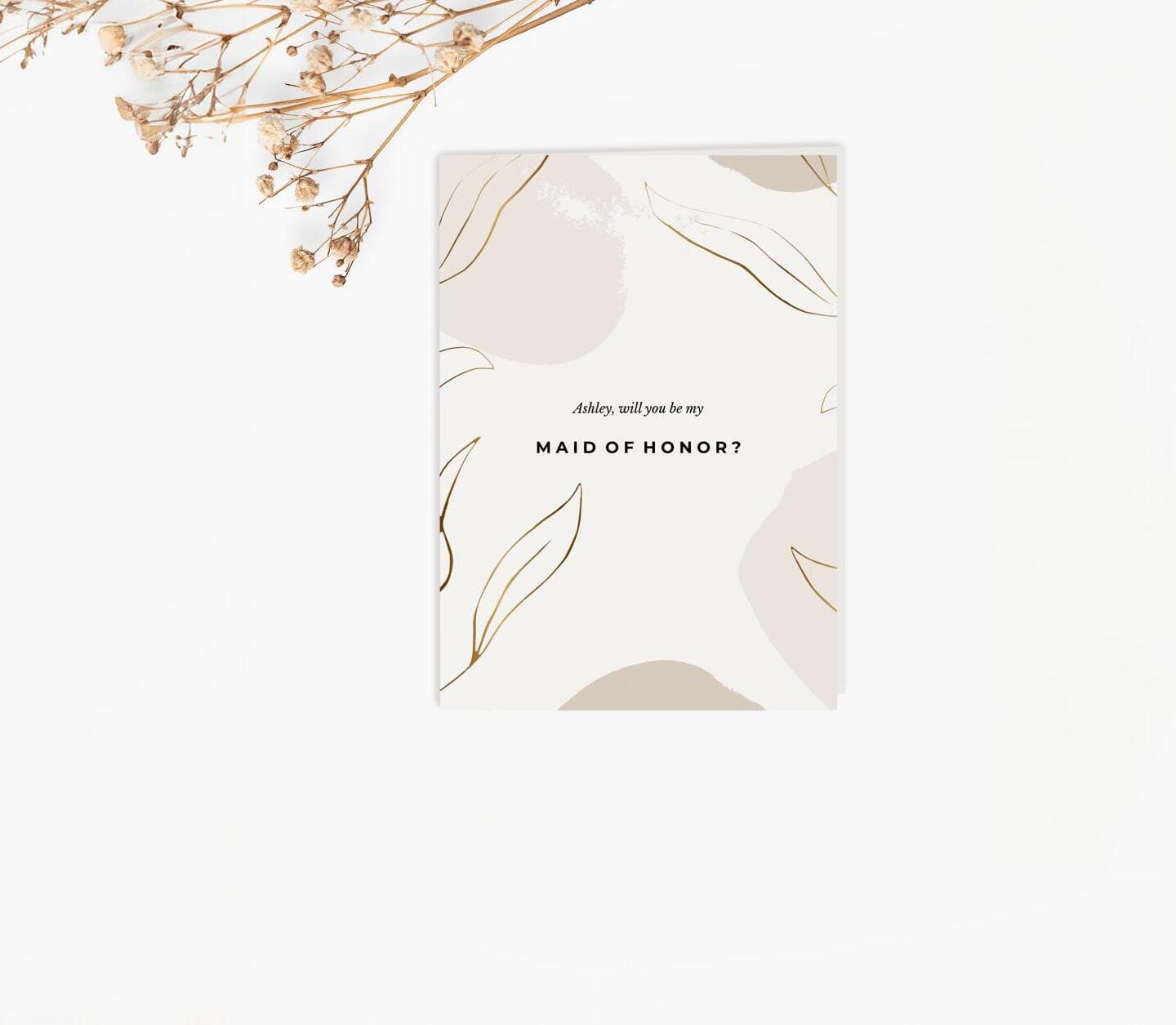 Natural And Gold Maid Of Honor Card