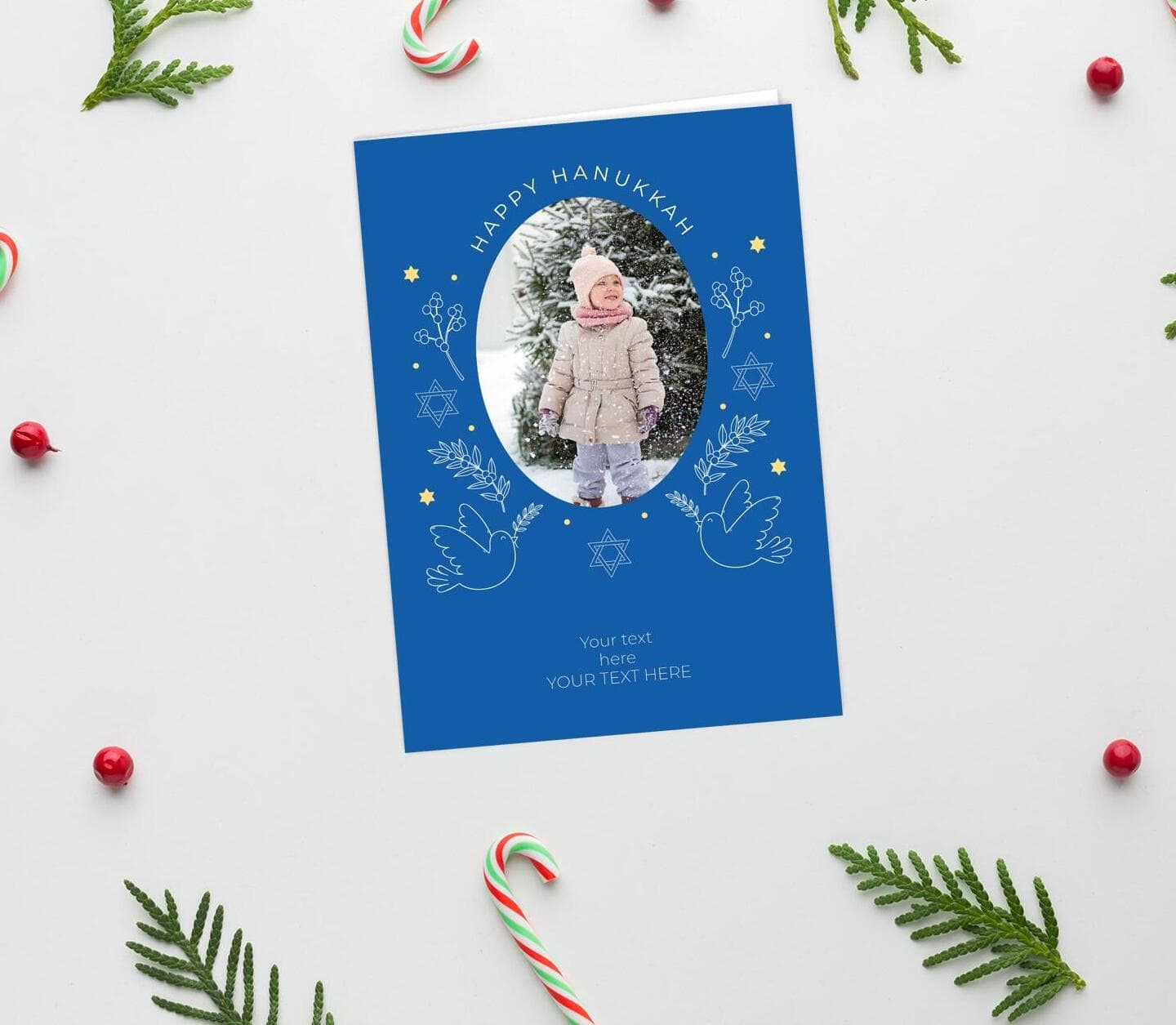 Blue Happy Hanukkah Card