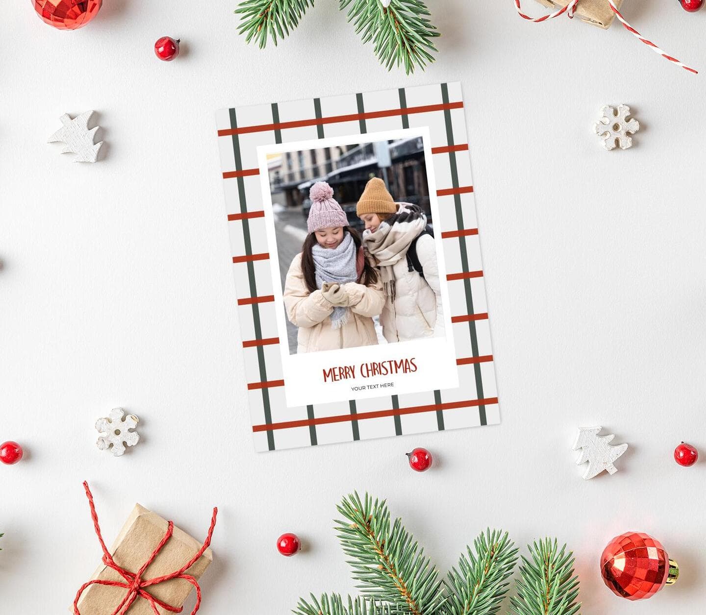 Christmas Tartan Pattern Card