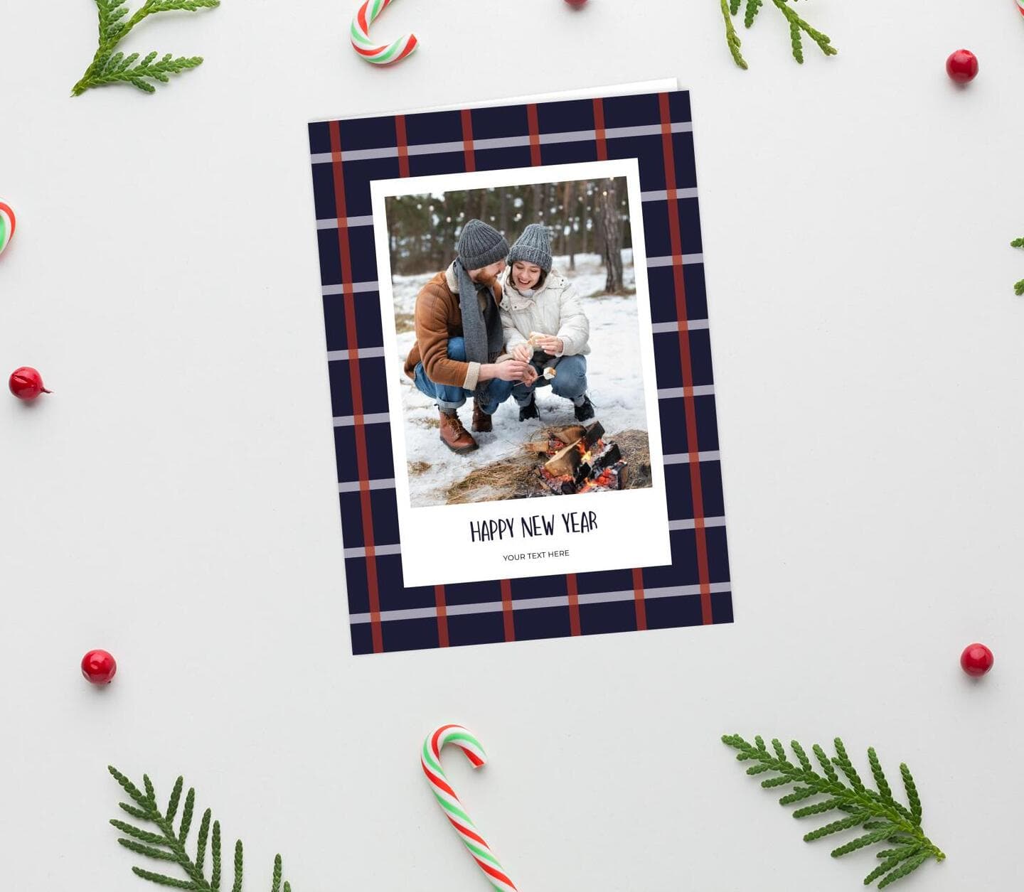 New Year Tartan Pattern Card