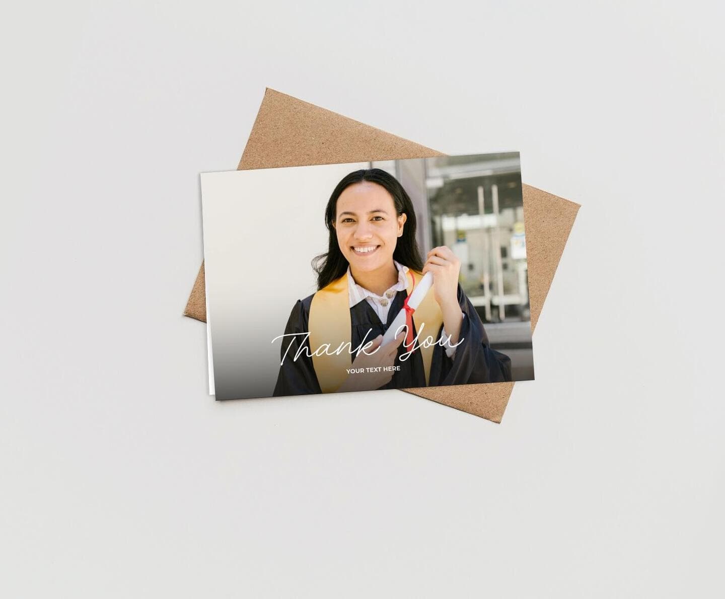 Landscape White Calligraphy Thank You Card