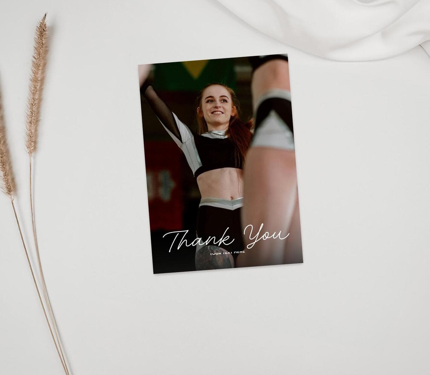 Portrait White Calligraphy Thank You Card