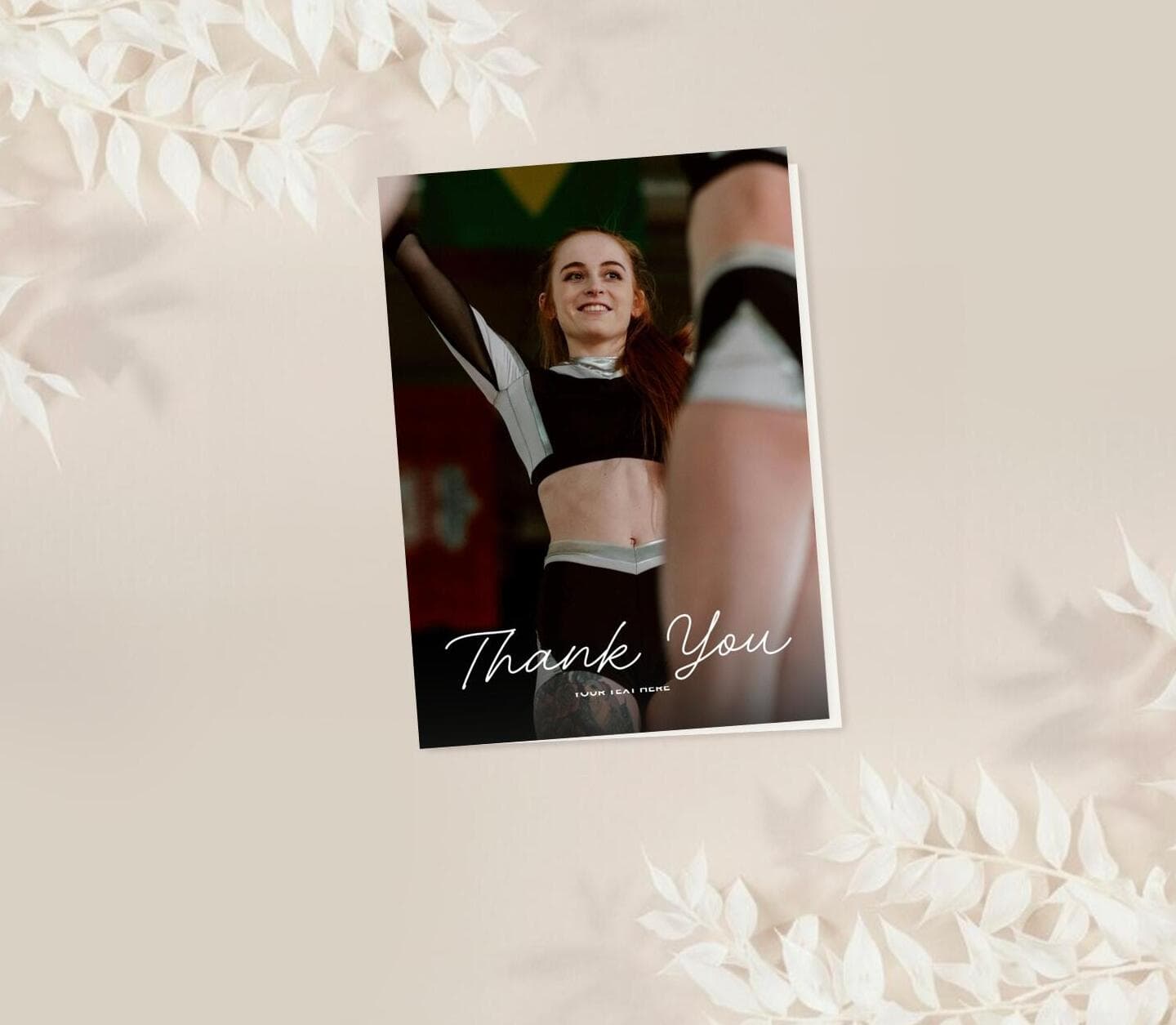 Portrait White Calligraphy Thank You Card