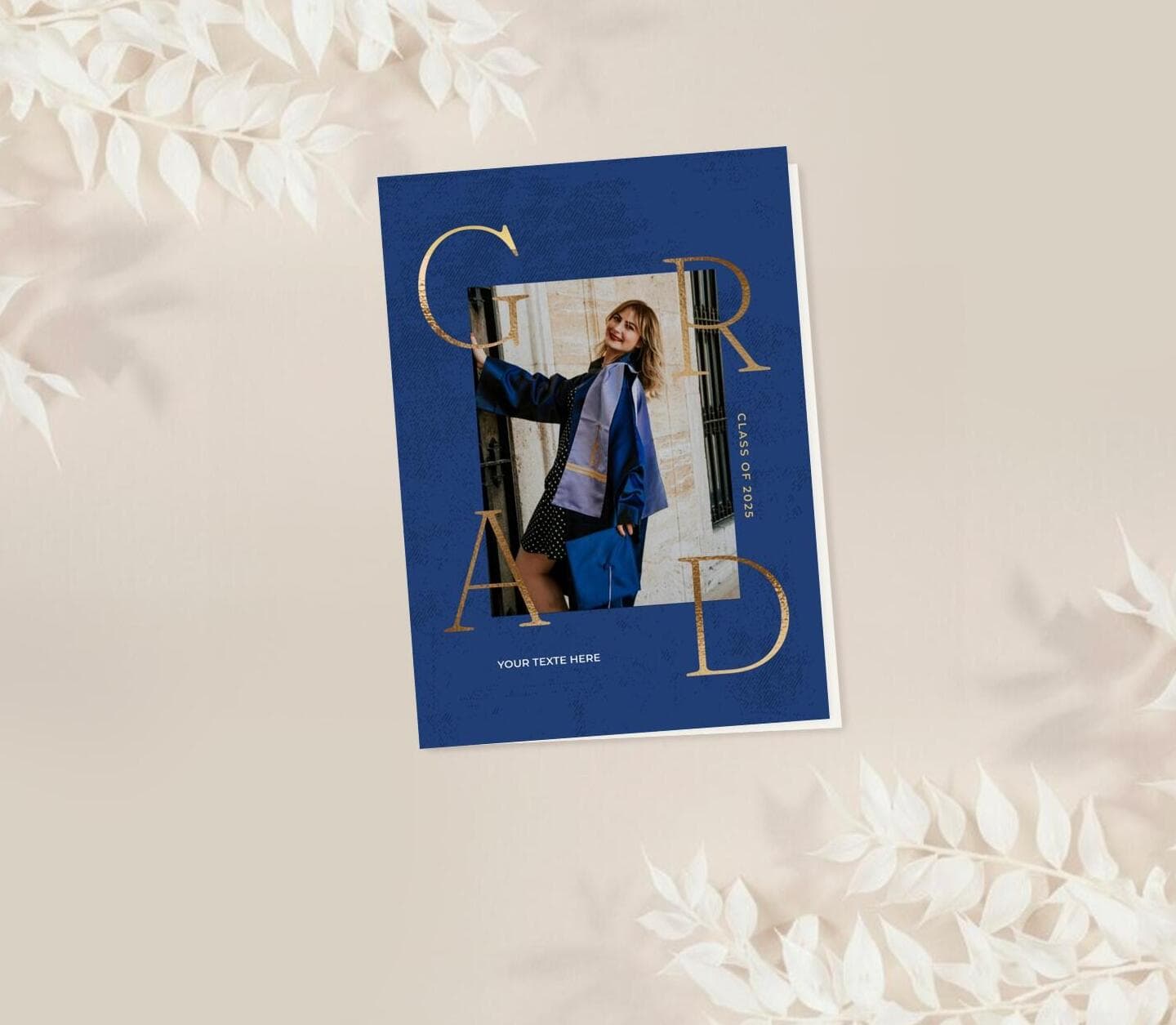 Blue & Gold Announcement Card