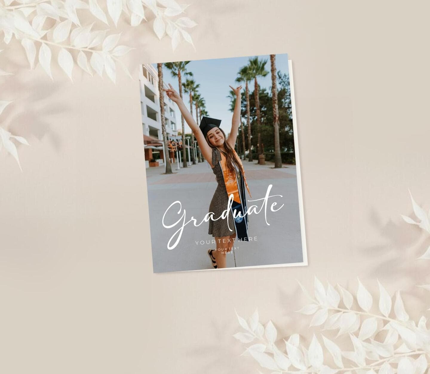 White Calligraphy Announcement Card