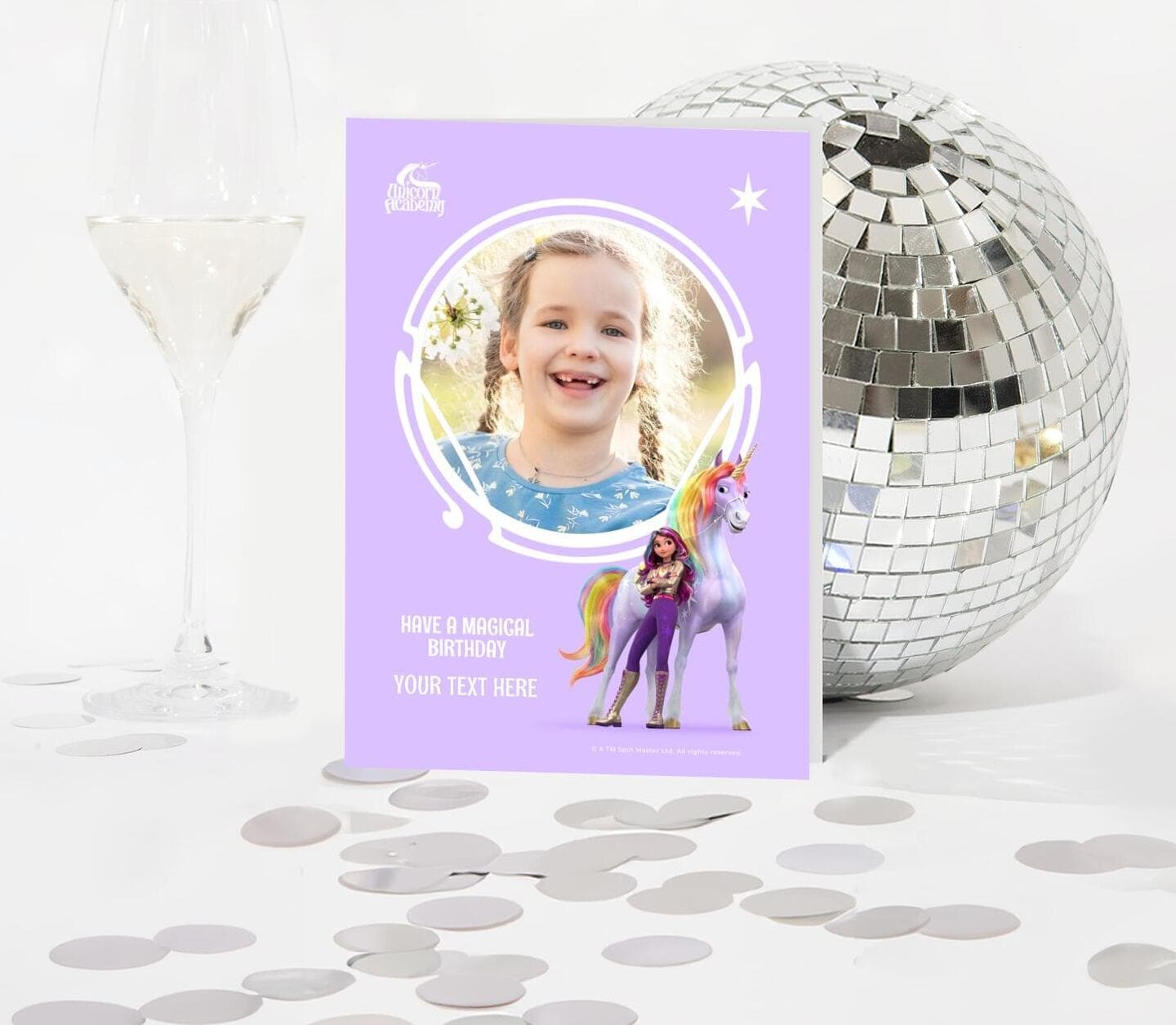 Unicorn Academy™ Sophia And Wildstar Birthday Photo Card