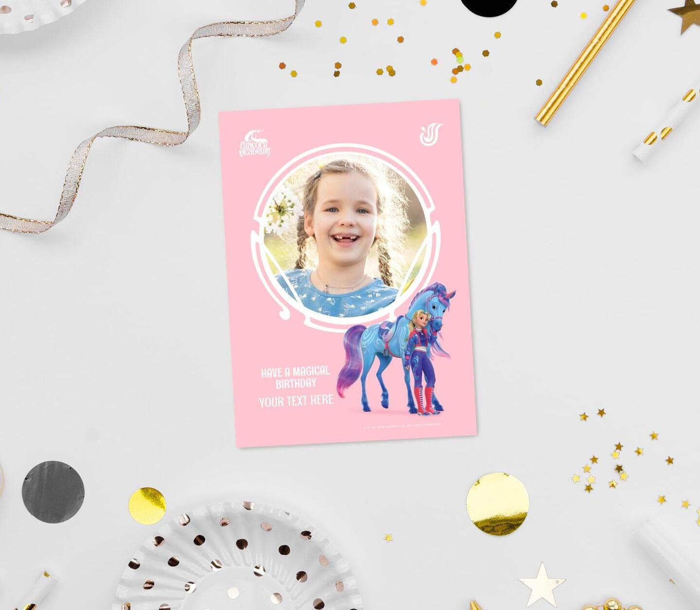 Unicorn Academy™ Unicorn Academy™ Isabel And River Birthday Photo Card