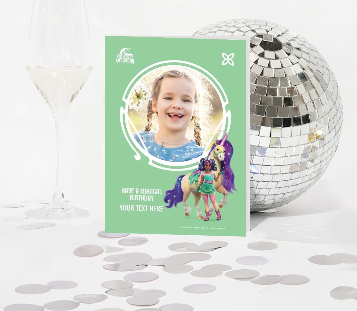 Unicorn Academy™ Unicorn Academy™ Ava And Leaf Birthday Photo Card