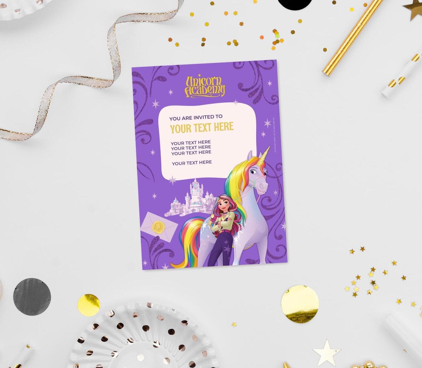 Unicorn Academy™ Birthday Invitation Card