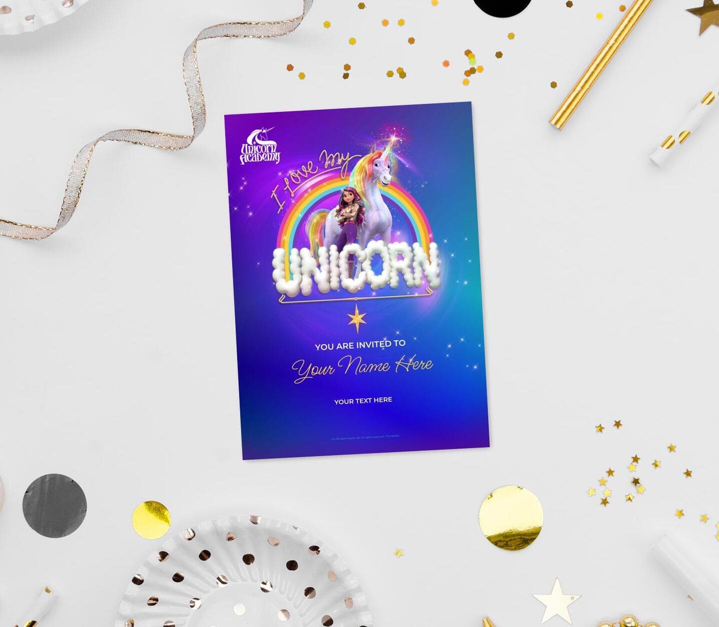 Unicorn Academy™ I Love My Unicorn Invitation Card