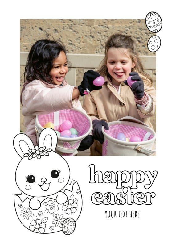 Sweet Bunny Photo Coloring Card