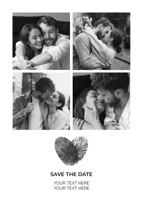 Finger Prints Heart Save The Date Card