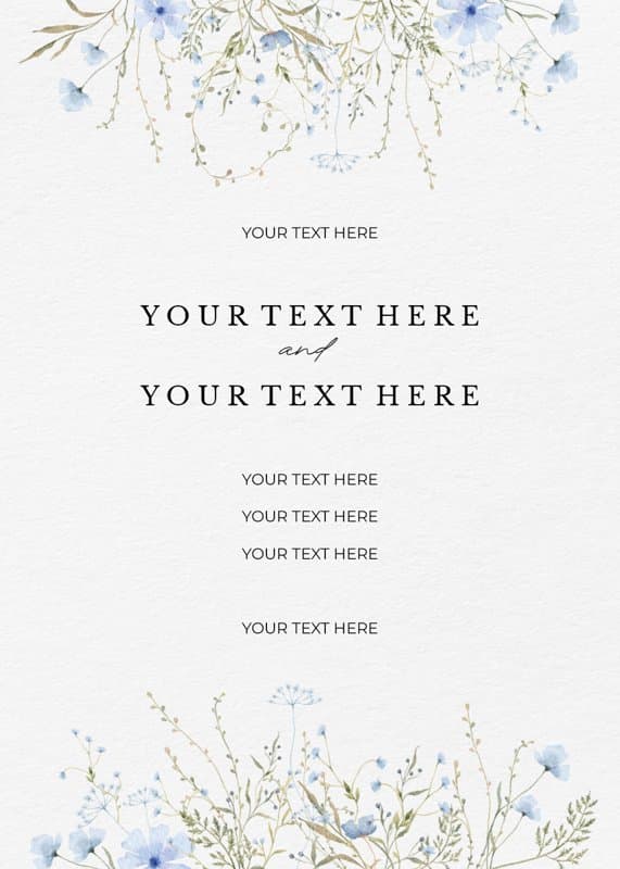 Blue Country Flowers Invitation Card