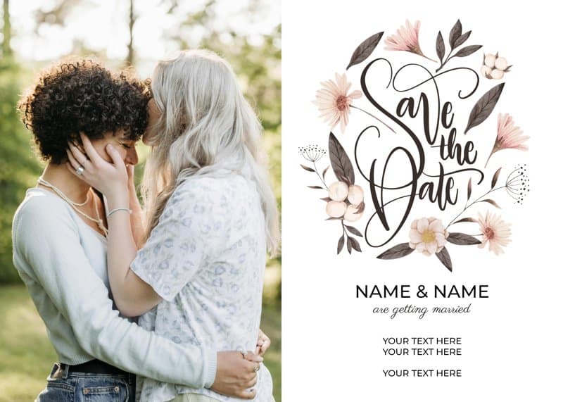 Floral calligraphy Save The Date Card