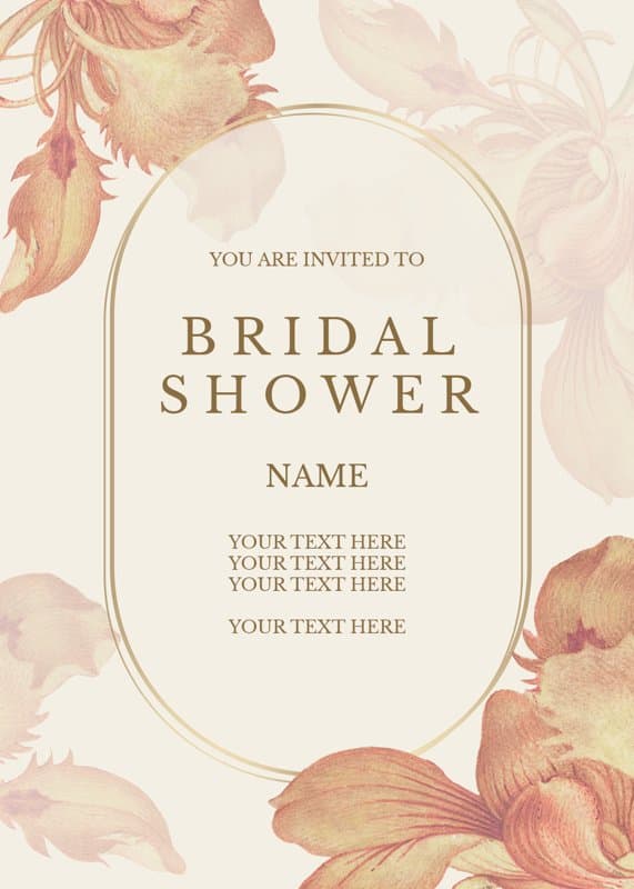 Vintage Orange Flower Bridal Shower Card