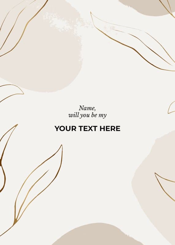 Natural And Gold Maid Of Honor Card