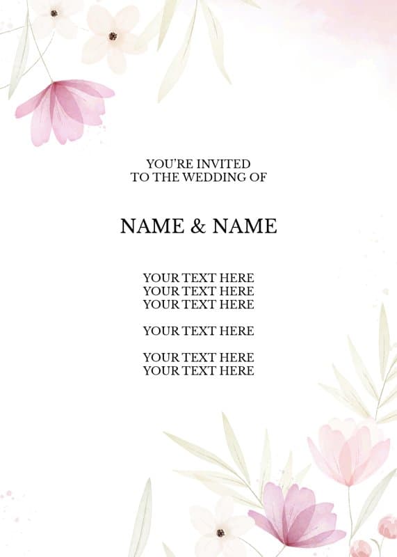 Hand Painted Floral Invitation Card