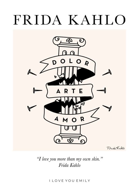 Frida Kahlo⢠Dolor Arte Amor Card