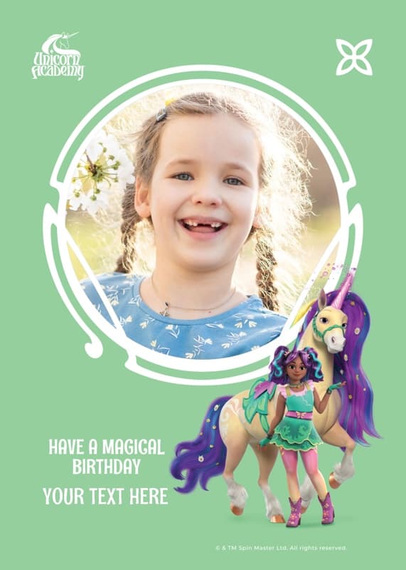 Unicorn Academy⢠Unicorn Academy⢠Ava And Leaf Birthday Photo Card