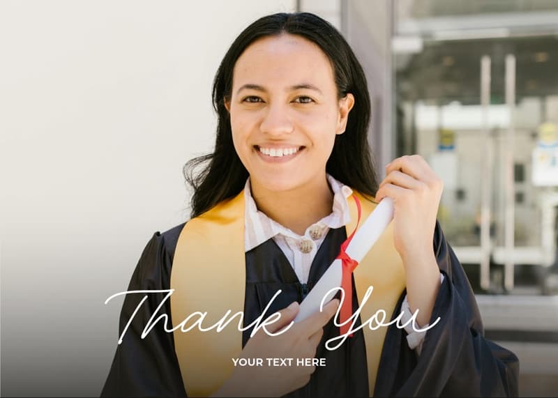 Landscape White Calligraphy Thank You Card