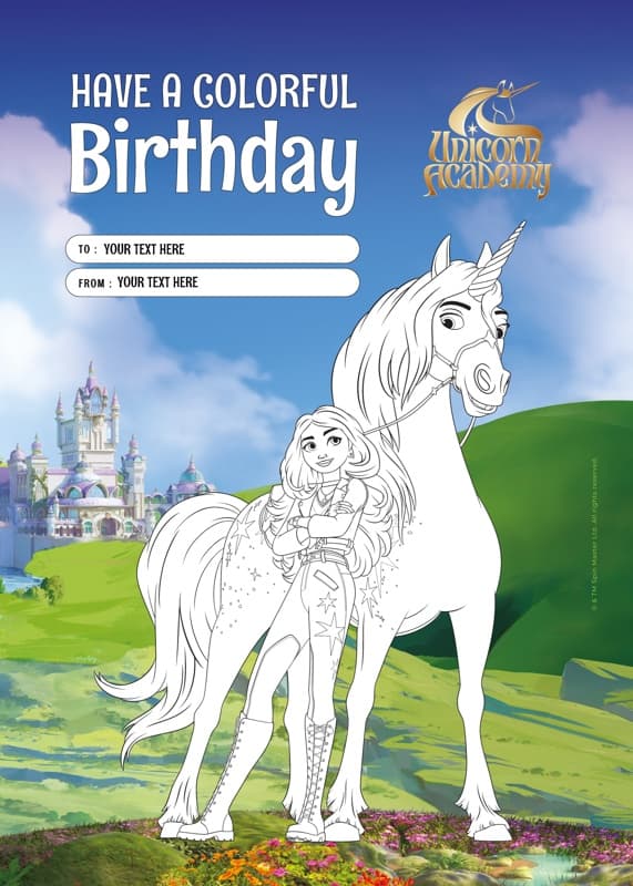 Unicorn Academy⢠Sophia And Wildstar Coloring Card Card