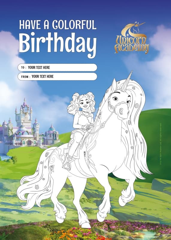 Unicorn Academy⢠Unicorn Academy⢠Ava And Leaf Coloring Card Card