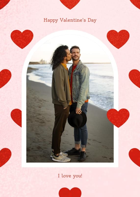 Red Hearts Pattern Card