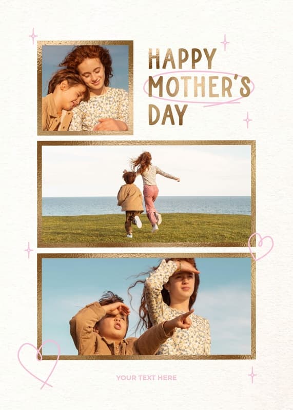 Golden And Pink Multiphoto Card