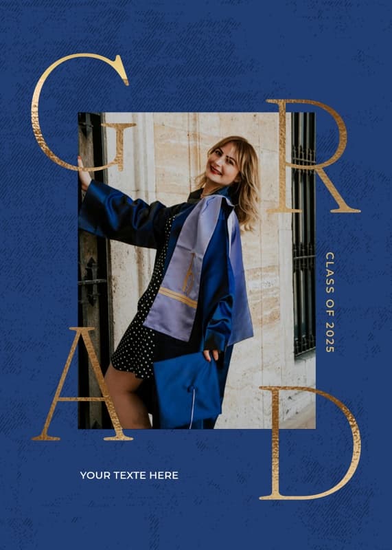 Blue & Gold Announcement Card