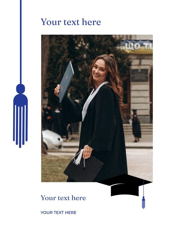 Blue Tassel Announcement Card