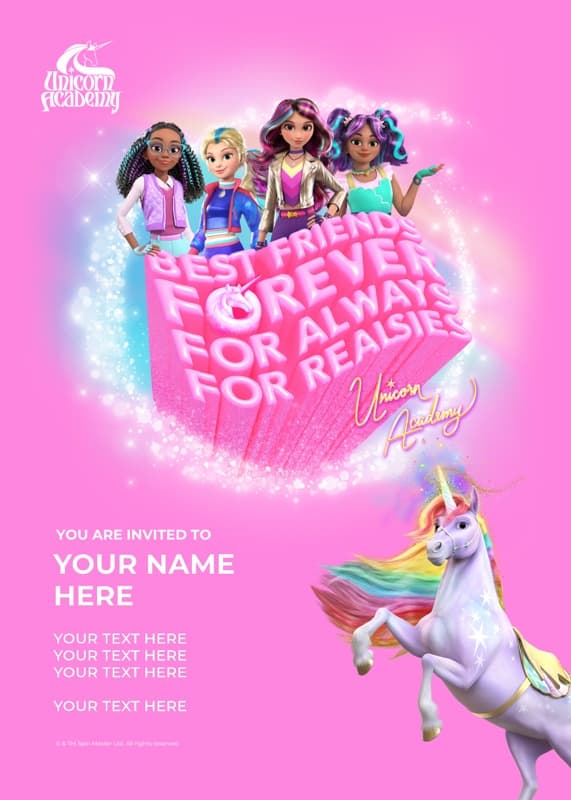 Unicorn Academy⢠Unicorn Academy⢠Best Friends Forever Invitation Card