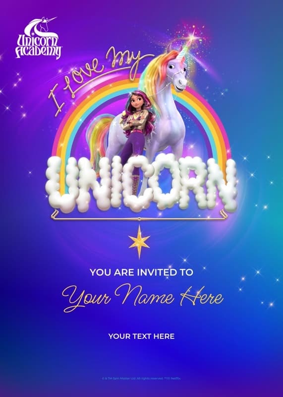 Unicorn Academy⢠I Love My Unicorn Invitation Card